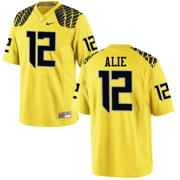 Men #12 Taylor Alie Oregon Ducks College Football Jerseys-Yellow - Click Image to Close
